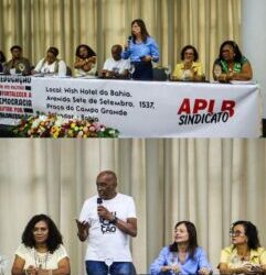 Alice Portugal esteve na mesa de abertura do Conselho Geral da APLB Sindicato da Bahia