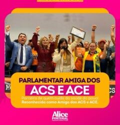 Alice Portugal recebe, em 2024, medalha de ”Parlamentar Amiga dos ACSs e ACEs”